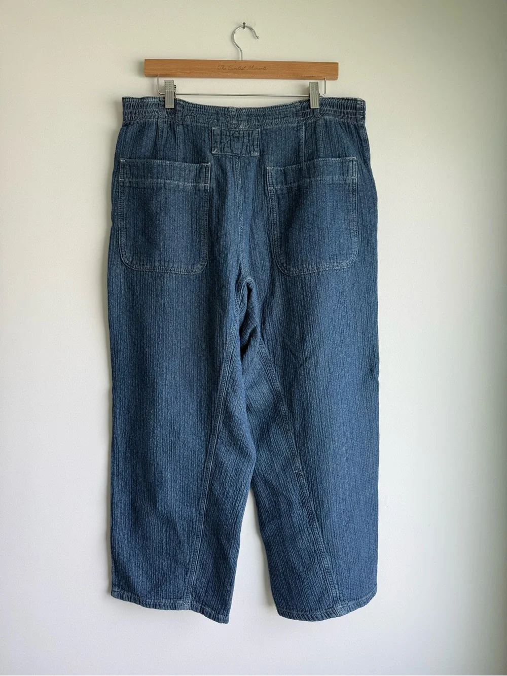 Free People We The Free Midnight Voyage Quilted Wide Leg Jeans Large